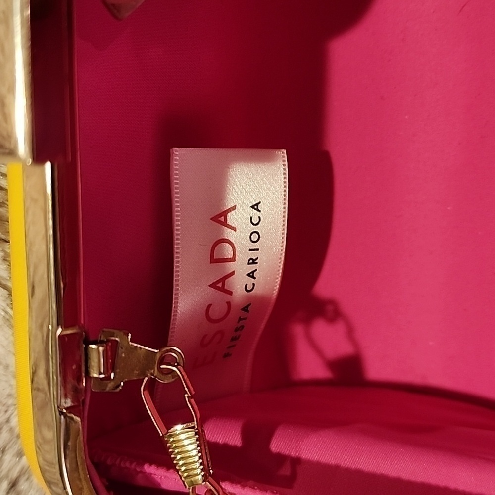 Escada hard shell clutch bag removable chain shoulder strap good condition - Picture 7 of 8